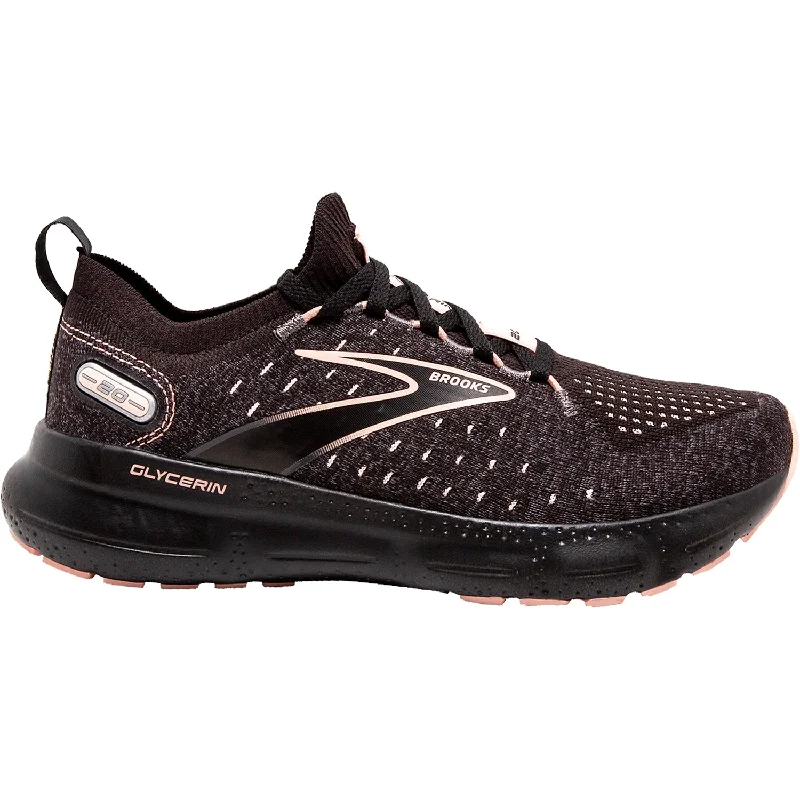 athletic shoes with elite designWomen's Brooks Glycerin Stealthfit 20 Black/Pearl/Peach Mesh