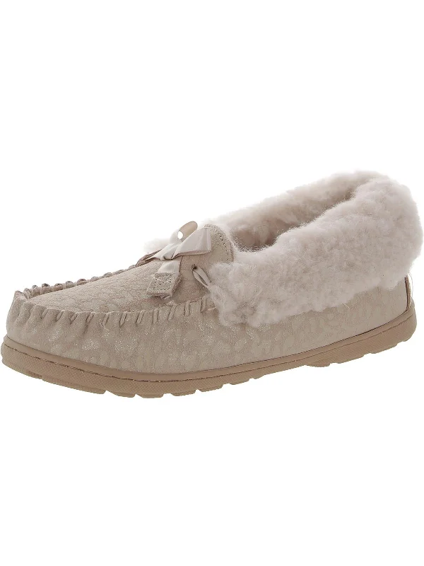 Slippers with fun warmth-Indio Exotic Womens Suede Glitter Moccasin Slippers