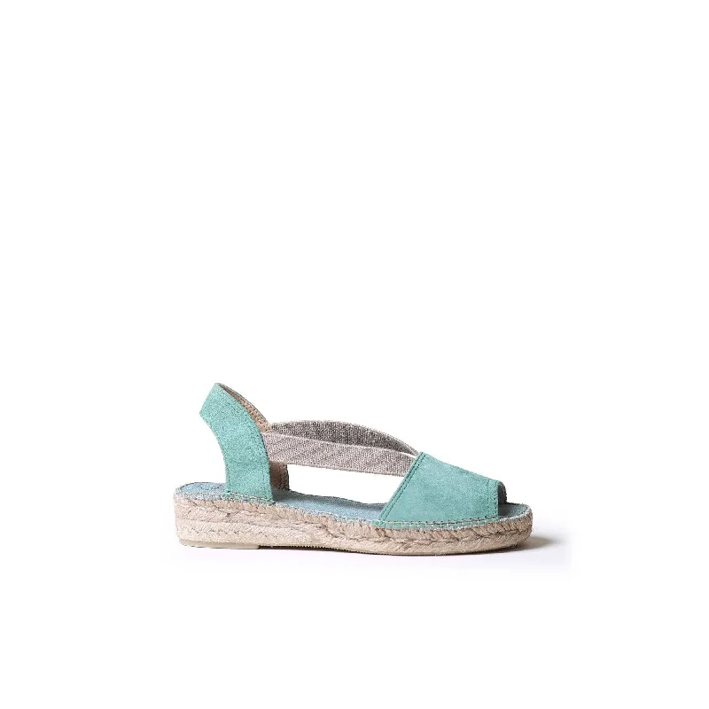 Sandals with comfy fit-Toni Pons Ella Ladies Spanish Mint Green Suede Pull On Sandals