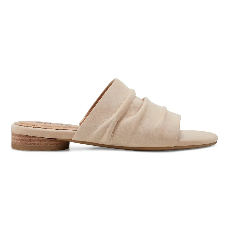 Sandals with closed toe-Talma Ruched Flat Slip-On Sandals