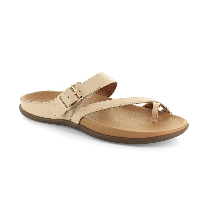 Sandals for poolside-Strive Nusa Ladies Nude Leather Arch Support Toe Post Sandals