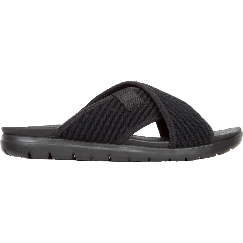 Sandals with comfy fit-Women's Fit Flop Artknit Cross Slide Black Fabric