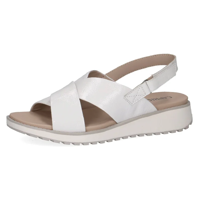 Sandals for toddlers-Caprice 9-28703-42 122 Ladies White Leather Sling Back Sandals