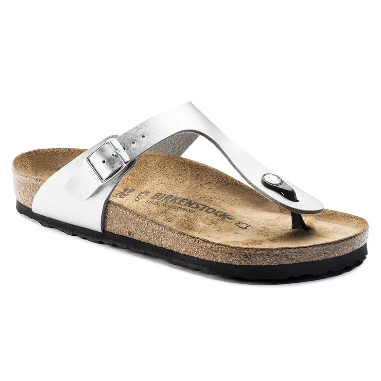 Sandals with stylish vibes-Birkenstock Gizeh BF 43851 Ladies Silver Regular Fit Arch Support Slip On Sandals