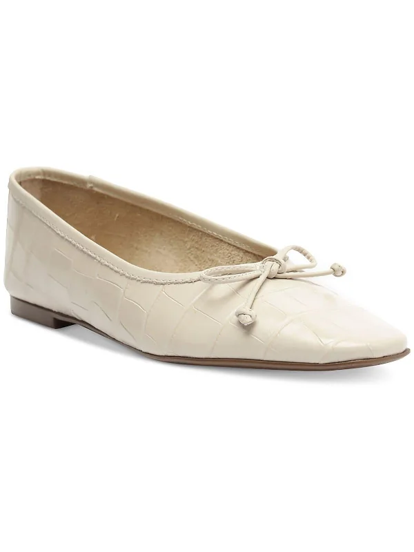 Flats with private rooftop-Arissa Womens Leather Bow Ballet Flats