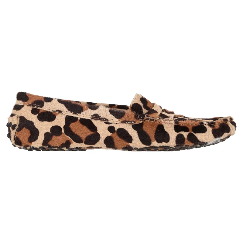 Loafers with cozy fit-Tod's Gommino Leopard Print Loafers in Brown Calf Hair