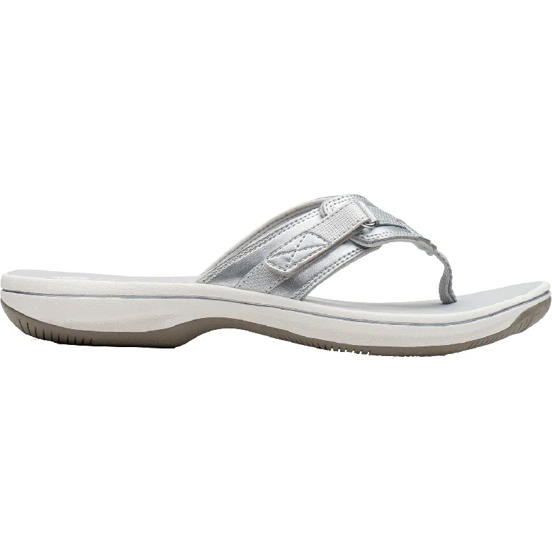 Sandals with flexible days-Women's Clarks Cloudsteppers Breeze Sea Silver Synthetic