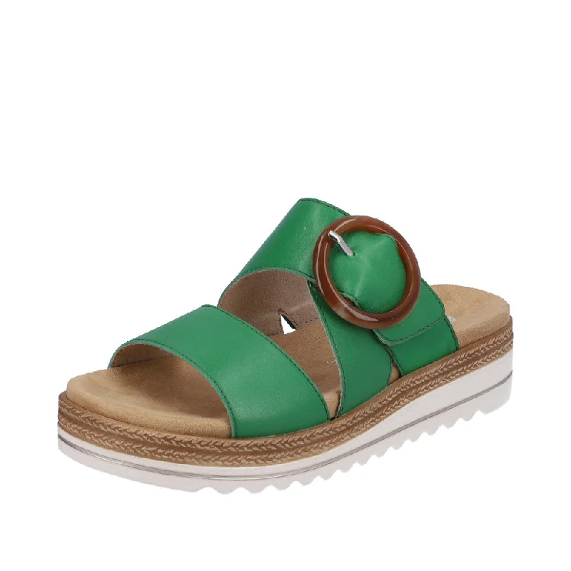 Sandals with sturdy vibes-Remonte D0Q51-52 Ladies Apple Green Leather Touch Fastening Sandals