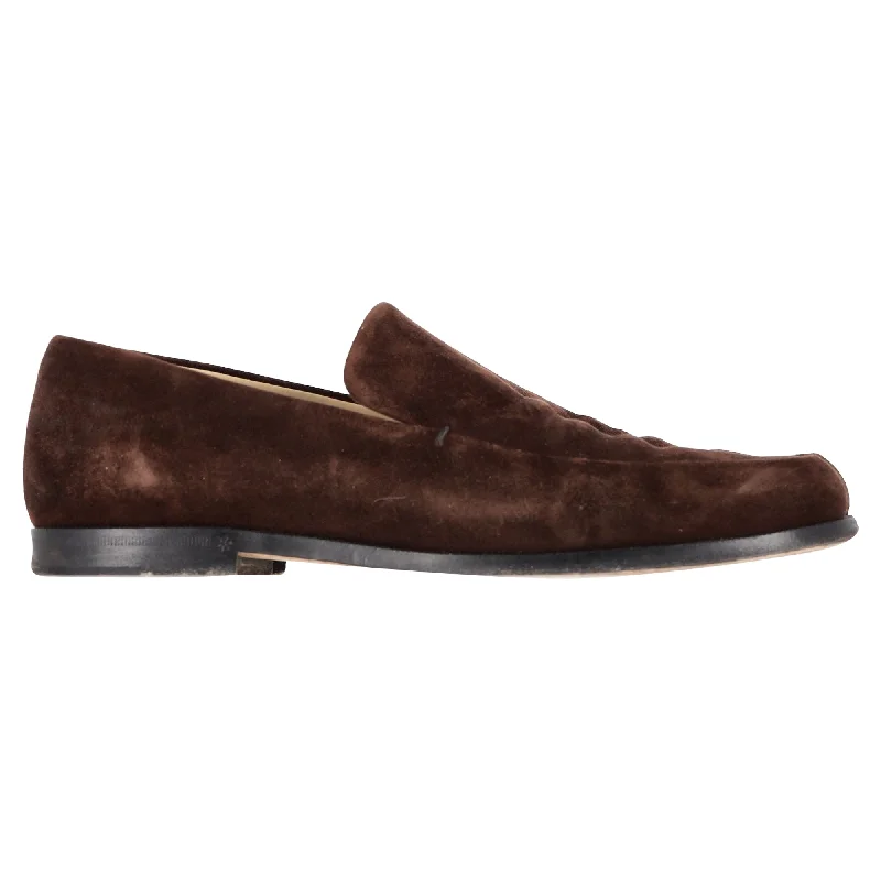 Loafers with modern cut-Khaite Alessio Slip-On Loafers in Brown Calf Suede