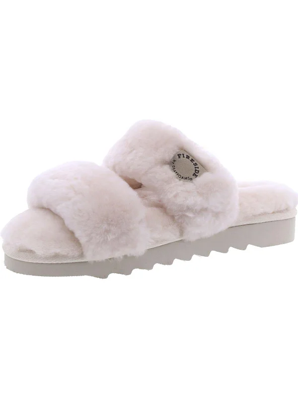 Slippers with warm fleece-BHFO Womens Slide On Cushioned Slide Slippers