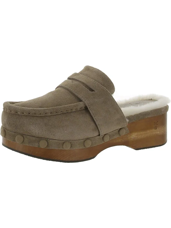 Slippers with grippy bottoms-Womens Suede Loafer Slippers