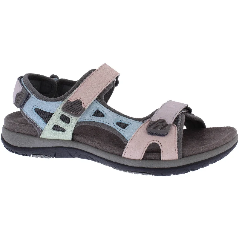 Sandals with flexible days-Free Spirit Zeal Ladies Pastel Multi Suede & Textile Touch Fastening Sandals