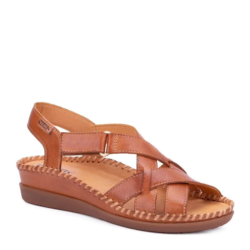 Sandals with flexible days-Pikolinos Cadaques W8K-0741 Ladies Brandy Leather Touch Fastening Sandals