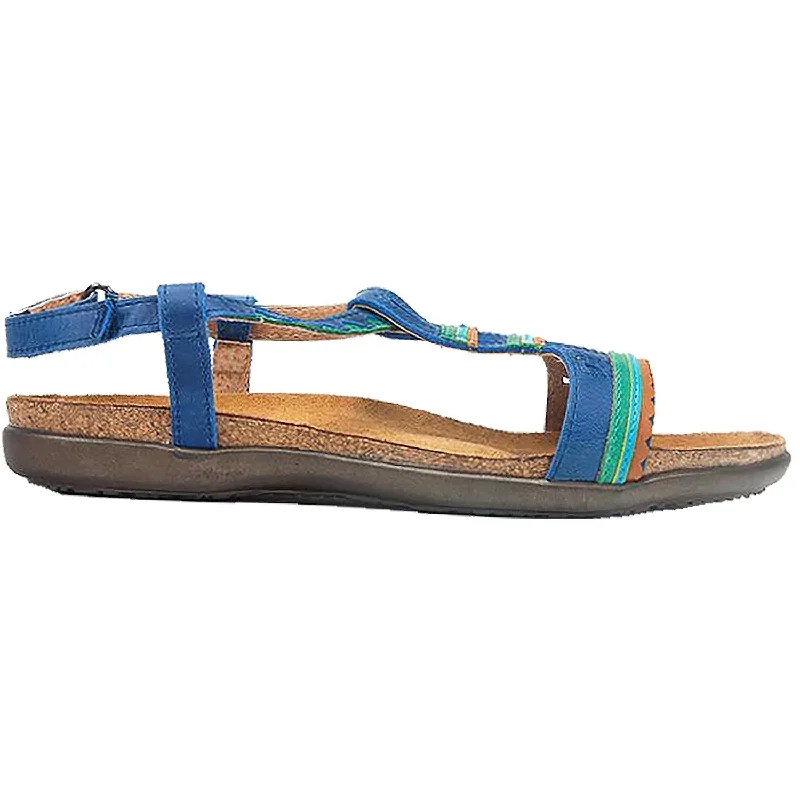 Sandals for vacation style-Women's Naot Odelia Oily Blue Leather