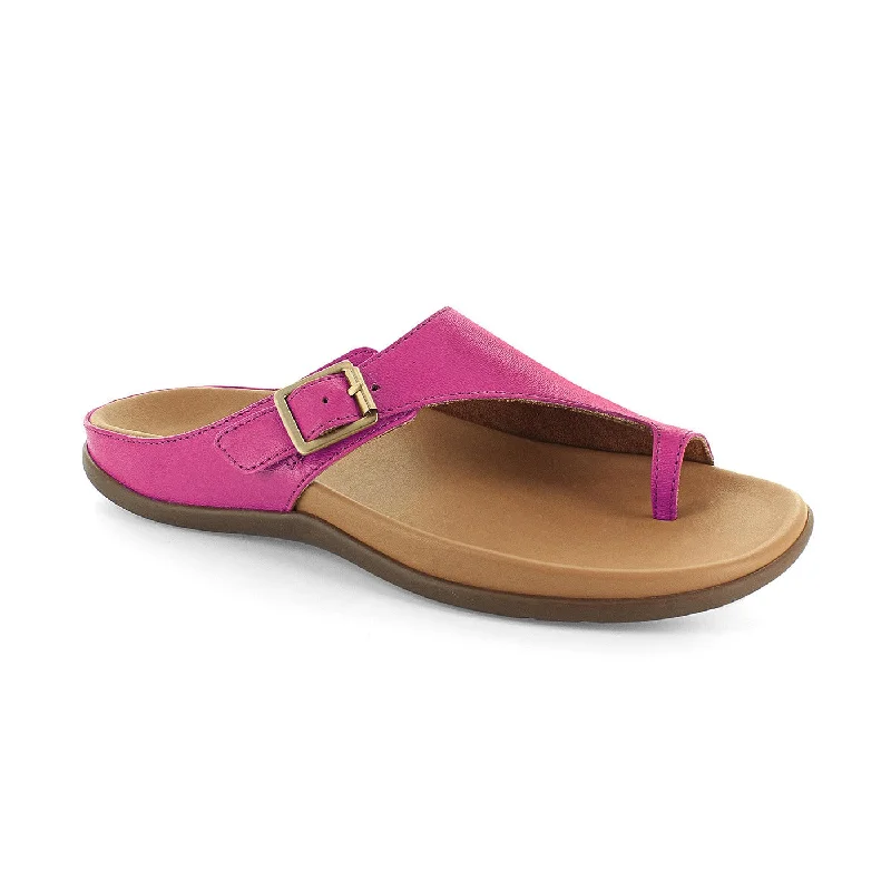 Sandals for relaxation-Strive Java Ladies Magenta Leather Arch Support Toe Post Sandals