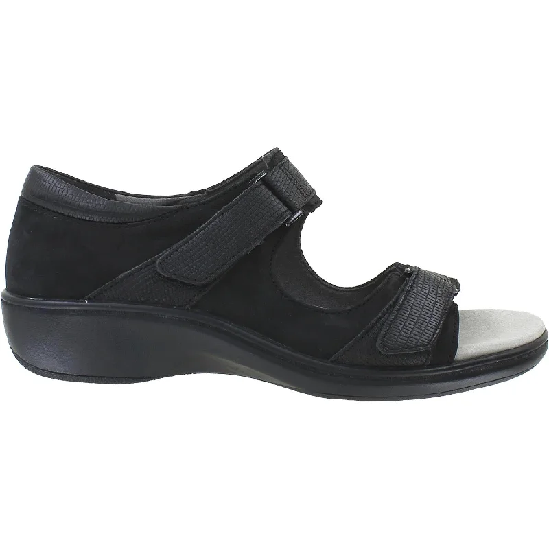 Sandals for everyday trips-Women's Aravon Duxbury Two Strap Black Leather